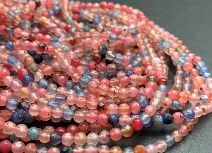 4 mm Faceted Round Multi Pink And Blue Color Agate Gemstone Beads Genuine Agate Gemstone Loose Beads 14 Inches Strand #3015
