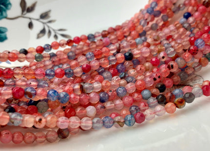 4 mm Faceted Round Multi Pink And Blue Color Agate Gemstone Beads Genuine Agate Gemstone Loose Beads 14 Inches Strand #3015