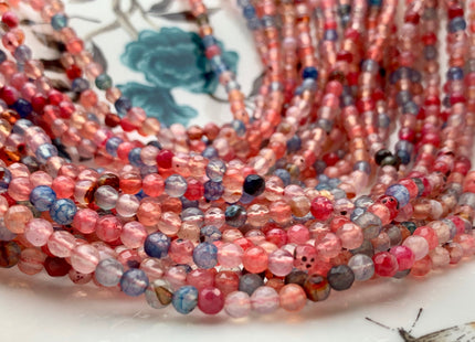 4 mm Faceted Round Multi Pink And Blue Color Agate Gemstone Beads Genuine Agate Gemstone Loose Beads 14 Inches Strand #3015
