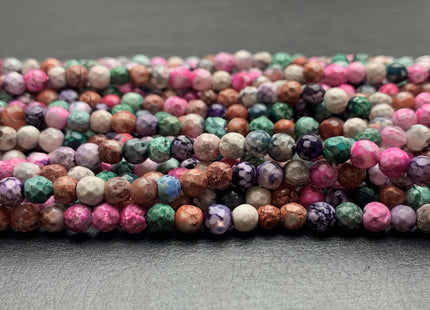 4 mm Faceted Round Pink Green Gray And Brown Color Agate Gemstone Beads Genuine Agate Gemstone Loose Beads 14 Inches Strand #3017