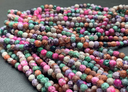 4 mm Faceted Round Pink Green Gray And Brown Color Agate Gemstone Beads Genuine Agate Gemstone Loose Beads 14 Inches Strand #3017