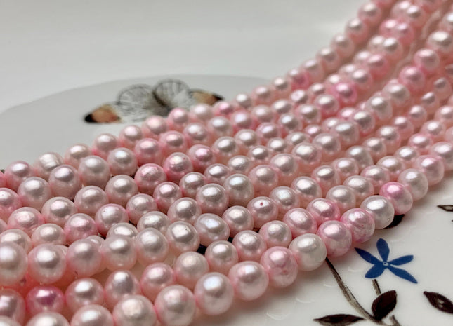 6 mm Baby Pink Color Potato Freshwater Pearl Beads Genuine Light Baby Pink Freshwater Pearls #11009