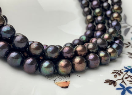 9.5-10 mm AA Purplish Peacock Semi Round/Potato Freshwater Pearl Beads Genuine Peacock Near Round Freshwater Pearl #11010