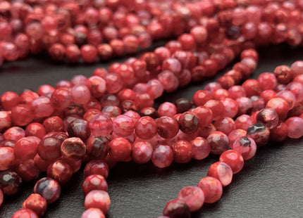 BEST DEAL 4 mm Faceted Round Multi Red Color Agate Gemstone Beads Genuine Agate Gemstone Loose Beads 14 Inches Strand #3019