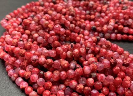 BEST DEAL 4 mm Faceted Round Multi Red Color Agate Gemstone Beads Genuine Agate Gemstone Loose Beads 14 Inches Strand #3019