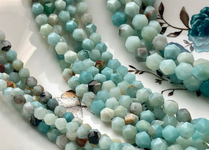 6 mm 8 mm 10 mm AAA Faceted Star Cut Amazonite Gemstone Beads Genuine Faceted Amazonite Gemstone Loose Beads 15 Inches Strand #2912