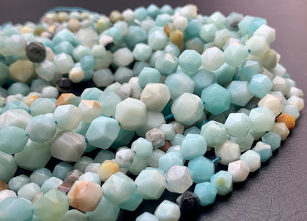 6 mm 8 mm 10 mm AAA Faceted Star Cut Amazonite Gemstone Beads Genuine Faceted Amazonite Gemstone Loose Beads 15 Inches Strand #2912