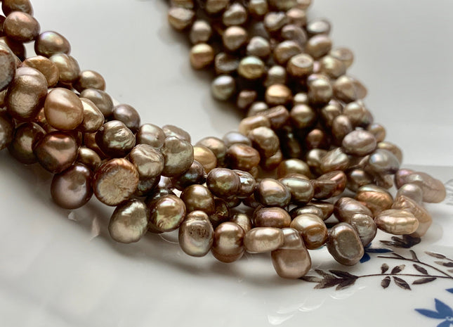 6x8 mm AA Light Brown Color Top Drilled Freshwater Nugget Pearls Genuine Natural Nugget Pearls Beads #P1039