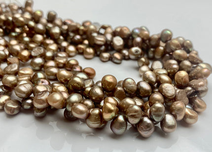 6x8 mm AA Light Brown Color Top Drilled Freshwater Nugget Pearls Genuine Natural Nugget Pearls Beads #P1039