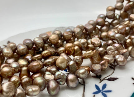6x8 mm AA Light Brown Color Top Drilled Freshwater Nugget Pearls Genuine Natural Nugget Pearls Beads #P1039