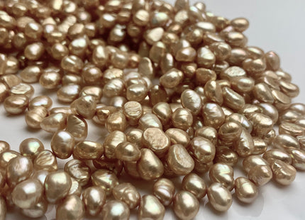 6x8 mm AA Light Tan Color Top Drilled Freshwater Nugget Pearls Genuine champagne Nugget Pearl Beads #P1040