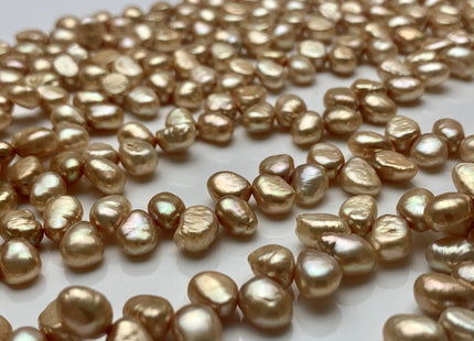 6x8 mm AA Light Tan Color Top Drilled Freshwater Nugget Pearls Genuine champagne Nugget Pearl Beads #P1040