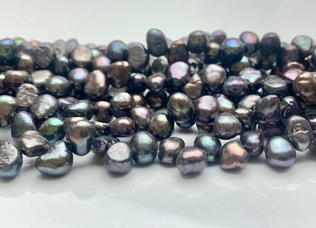6x8 mm AA Dark Peacock Color Top Drilled Freshwater Nugget Pearls Genuine Peacock Color Nugget Pearls Beads #P1041