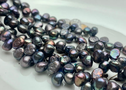 6x8 mm AA Dark Peacock Color Top Drilled Freshwater Nugget Pearls Genuine Peacock Color Nugget Pearls Beads #P1041