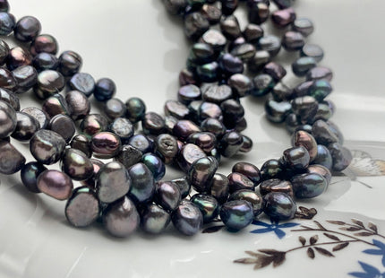 6x8 mm AA Dark Peacock Color Top Drilled Freshwater Nugget Pearls Genuine Peacock Color Nugget Pearls Beads #P1041