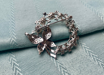 Genuine AAA Natural Freshwater Pearl Brooch Silver Color Circular Shaped Design Pendant With Butterfly Design #10027