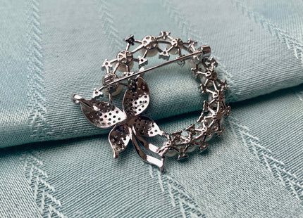 Genuine AAA Natural Freshwater Pearl Brooch Silver Color Circular Shaped Design Pendant With Butterfly Design #10027