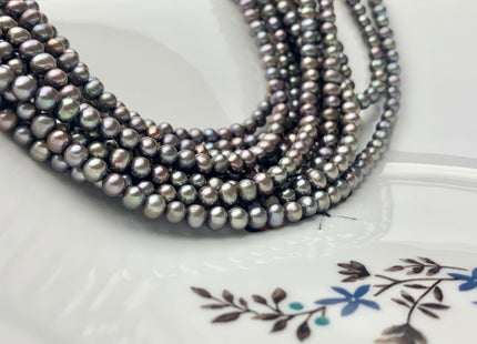 4-5 mm AA Carob Color Potato Freshwater Pearl Beads Genuine High Luster Gray Champagne Freshwater Pearls #P1009