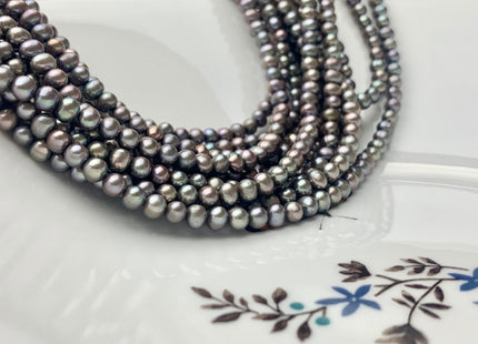 4-5 mm AA Carob Color Potato Freshwater Pearl Beads Genuine High Luster Gray Champagne Freshwater Pearls #P1009