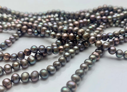 4-5 mm AA Carob Color Potato Freshwater Pearl Beads Genuine High Luster Gray Champagne Freshwater Pearls #P1009