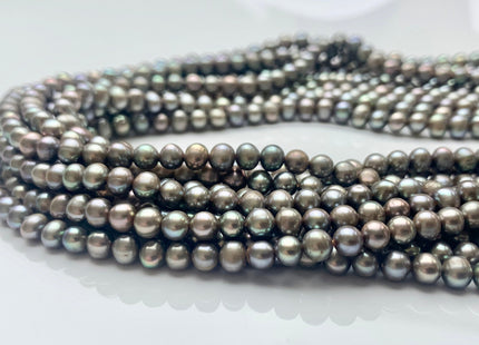 4-5 mm AA Carob Color Potato Freshwater Pearl Beads Genuine High Luster Gray Champagne Freshwater Pearls #P1009