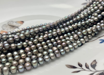 4-5 mm AA Carob Color Potato Freshwater Pearl Beads Genuine High Luster Gray Champagne Freshwater Pearls #P1009