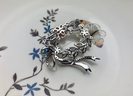 Genuine AAA Natural Freshwater Pearl Brooch Silver Color Floral Design Pendant With Carved MOP Flowers #10020