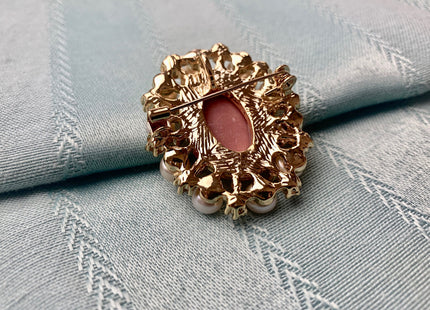Genuine AAA Natural Freshwater Pearl Brooch Gold And Silver Color Picture Setting Design Pendant With Crystal Settings #10026