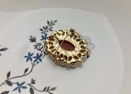 Genuine AAA Natural Freshwater Pearl Brooch Gold And Silver Color Picture Setting Design Pendant With Crystal Settings #10026