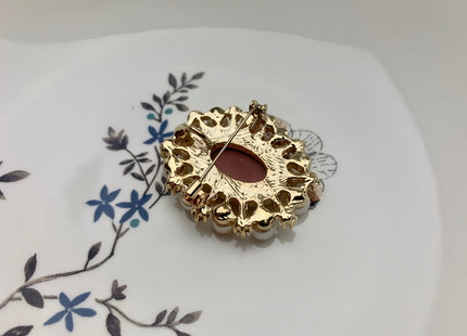 Genuine AAA Natural Freshwater Pearl Brooch Gold And Silver Color Picture Setting Design Pendant With Crystal Settings #10026
