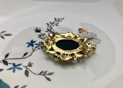 Genuine AAA Natural Freshwater Pearl Brooch Gold Color Gray Picture Setting Design Pendant With Crystal Settings #10021