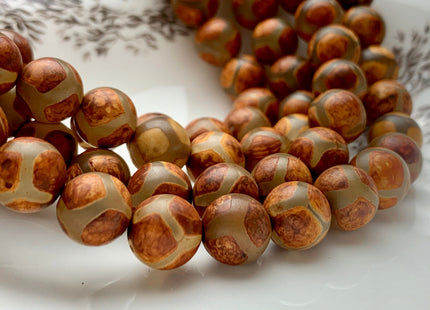 8 mm 10 mm AAA DZI Tibetan Agate Faceted Round Orange Brown Etched Agate Gemstone Matte Football Mala Antique Boho Beads 14 Inches #2323