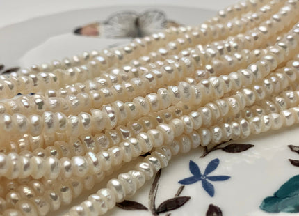 2x3 mm Natural White Tiny Freshwater Pearl Roundel/Button Shape Genuine Freshwater Seed White Color Pearl Beads #P1047