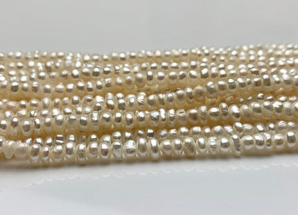 2x3 mm Natural White Tiny Freshwater Pearl Roundel/Button Shape Genuine Freshwater Seed White Color Pearl Beads #P1047