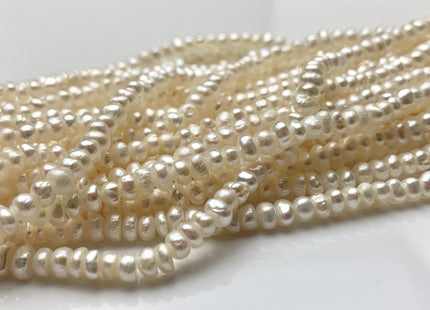 2x3 mm Natural White Tiny Freshwater Pearl Roundel/Button Shape Genuine Freshwater Seed White Color Pearl Beads #P1047