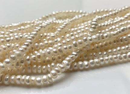2x3 mm Natural White Tiny Freshwater Pearl Roundel/Button Shape Genuine Freshwater Seed White Color Pearl Beads #P1047