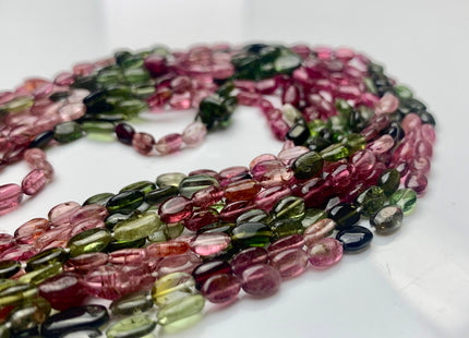 4x6mm AAA 100% All Natural Multi Color Oval Shape Tourmaline Beads Genuine High Quality Pink Green Tourmaline Beads 13 Inches Strand #2942