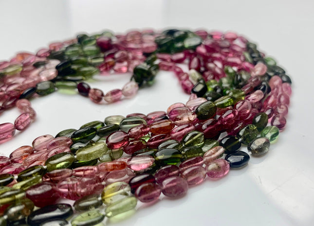 4x6mm AAA 100% All Natural Multi Color Oval Shape Tourmaline Beads Genuine High Quality Pink Green Tourmaline Beads 13 Inches Strand #2942
