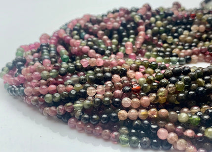 4 mm 100% All Natural Multi Color Smooth Round Tourmaline Beads Genuine High Quality Pink Green Tourmaline Beads 13 Inches Strand #2941