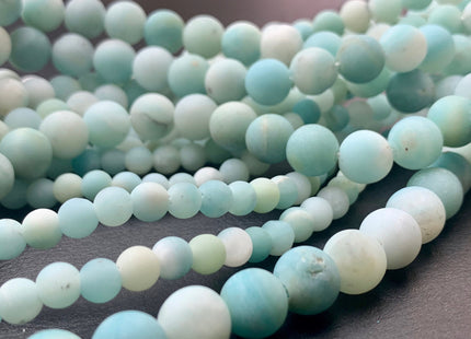 WHOLESALE 6 mm 8 mm 10 mm AAA Large Hole Matte Finished Round Amazonite Natural Multi Blue Color Gemstone Beads 14.5" #2913
