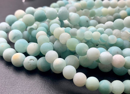 WHOLESALE 6 mm 8 mm 10 mm AAA Large Hole Matte Finished Round Amazonite Natural Multi Blue Color Gemstone Beads 14.5" #2913