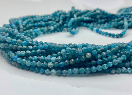 3.5 mm Micro Faceted Round Apatite Gemstone Beads Top Quality Blue Apatite Faceted Gemstone Loose Beads #2928