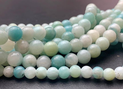 WHOLESALE 6mm 8mm 10mm 12mm AAA Large Hole Smooth Round Amazonite Natural Multi Blue Color Gemstone Beads 14.0" #2915