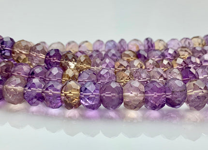 6-11 mm AAA Top Quality Extra Gemmy Faceted Rondelle Ametrine Gemstone Beads Genuine Natural Purple Yellow Color Ametrine 8 Inches #2933