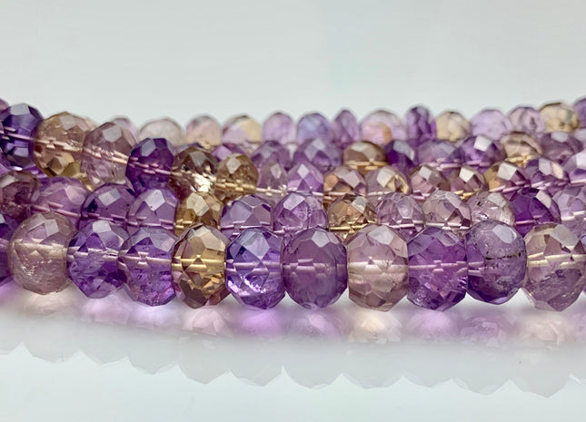 6-11 mm AAA Top Quality Extra Gemmy Faceted Rondelle Ametrine Gemstone Beads Genuine Natural Purple Yellow Color Ametrine 8 Inches #2933