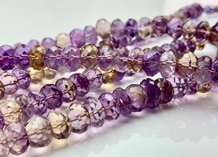 6-11 mm AAA Top Quality Extra Gemmy Faceted Rondelle Ametrine Gemstone Beads Genuine Natural Purple Yellow Color Ametrine 8 Inches #2933