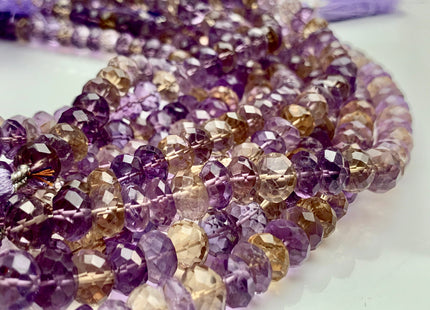 6-11 mm AAA Top Quality Extra Gemmy Faceted Rondelle Ametrine Gemstone Beads Genuine Natural Purple Yellow Color Ametrine 8 Inches #2933