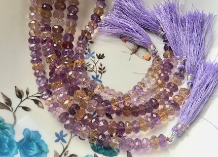 6-11 mm AAA Top Quality Extra Gemmy Faceted Rondelle Ametrine Gemstone Beads Genuine Natural Purple Yellow Color Ametrine 8 Inches #2933