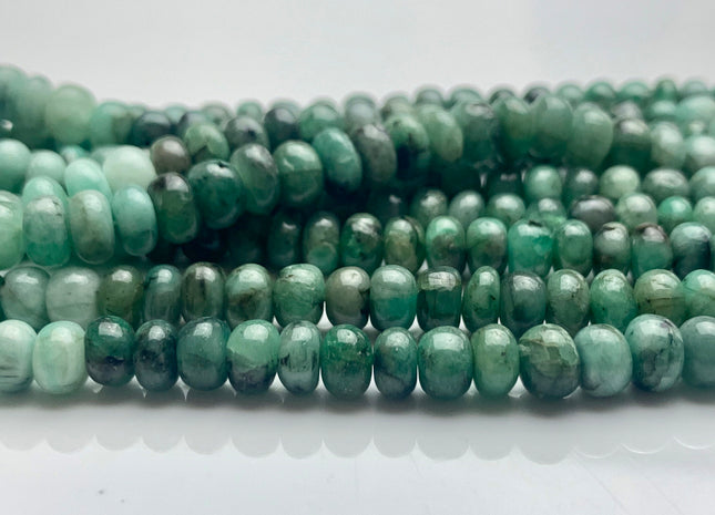 4mm 5mm 6mm 7mm AAA 100% All Natural Green Emerald Gemstone Beads Smooth Rondelle Shape Genuine Top Quality Emerald Bead 8 inches #2940