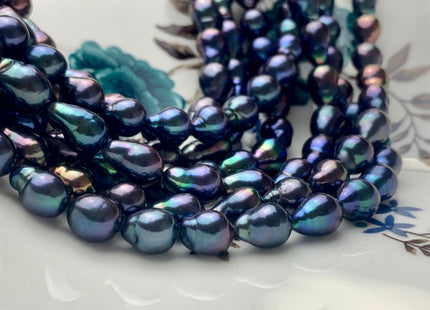 6.5-8x8-11 mm AAA Rainbow Peacock Edison Baroque Freshwater Pearl Tear Drop Shape Bead Genuine High Luster Top Quality Edison Pearls #P1017